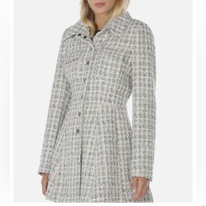 Laundry by Shelli Segal fit & flare tweed coat ivory combo Size Small